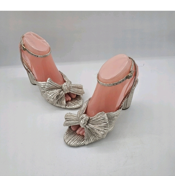 Loeffler Randall Camellia Bow-Embellished Lamé Sandals - Picture 16 of 16
